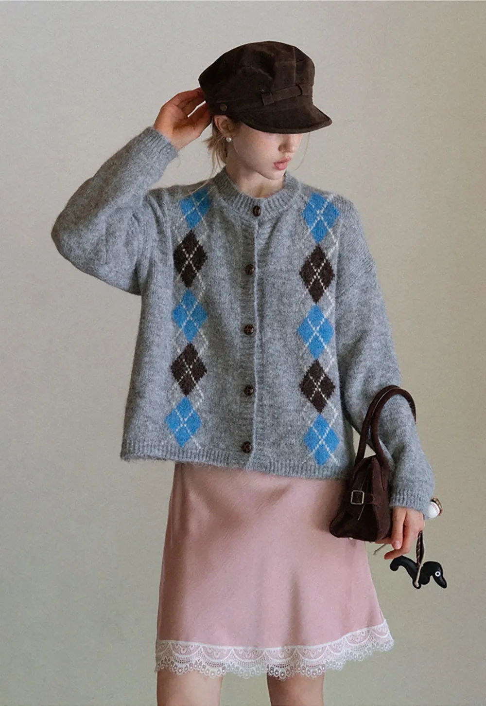 Argyle Knit Cardigan