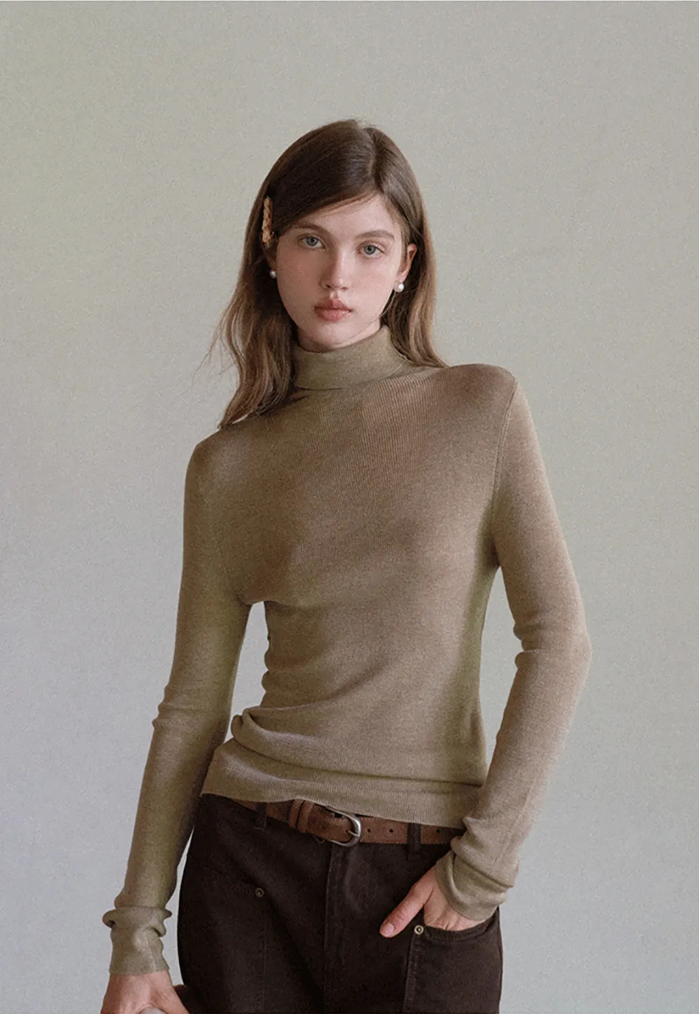 Ribbed Turtleneck Top