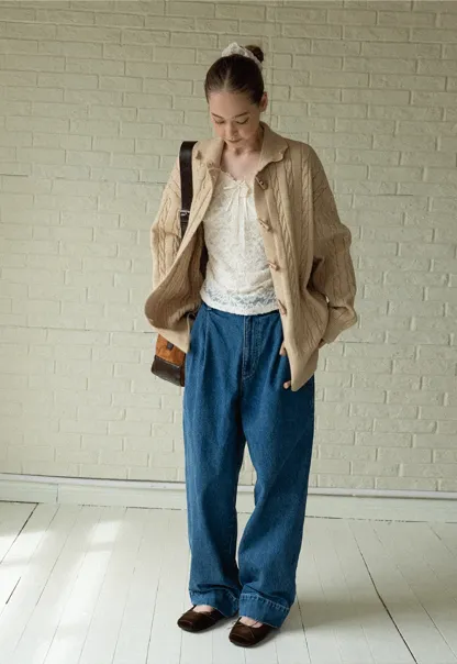 V-Neck Lace Jacquard Bow Top