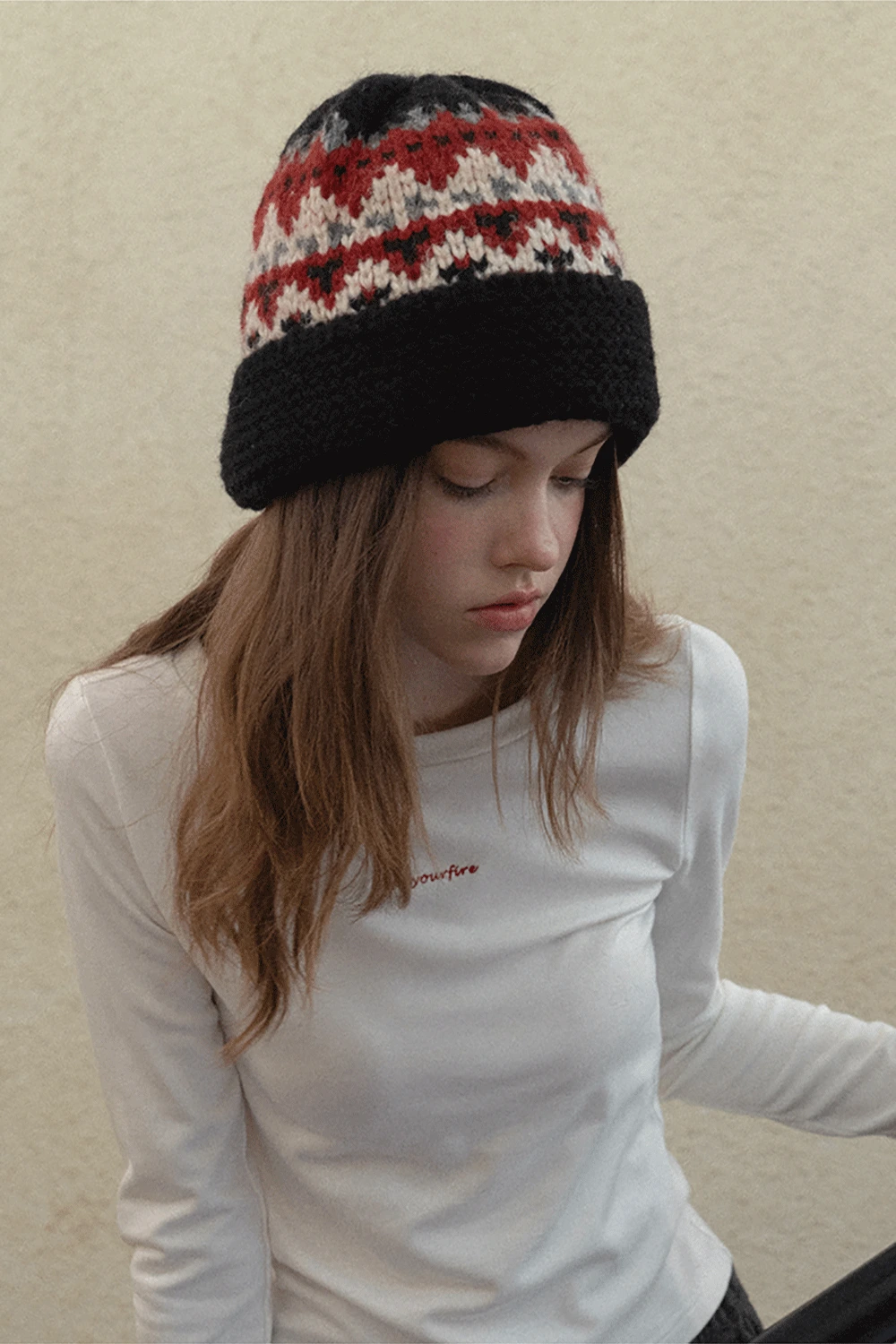 Japanese Vintage Jacquard Wool Blend Beret