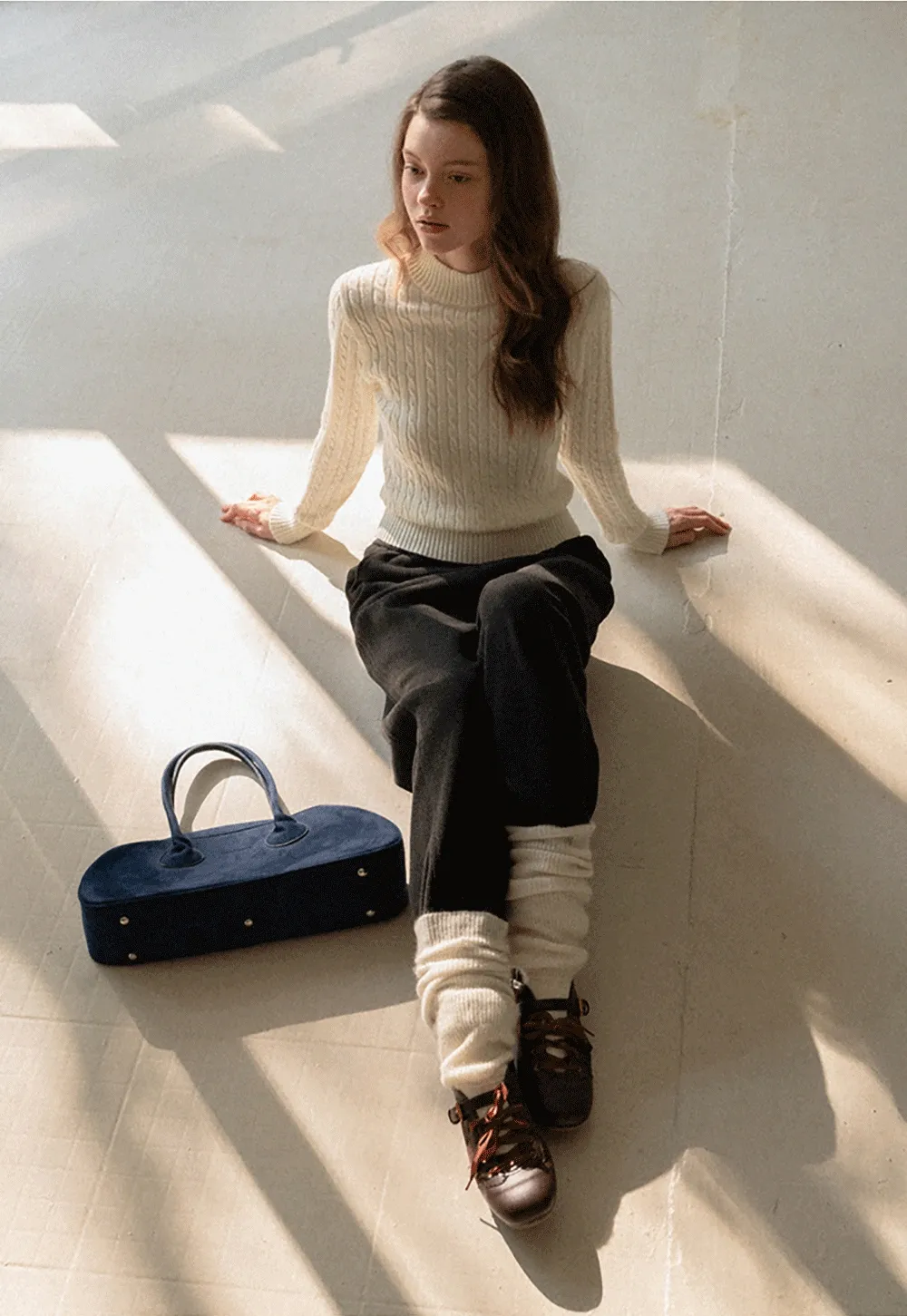 Soft Ribbed Knit Sweater with Cropped Fit