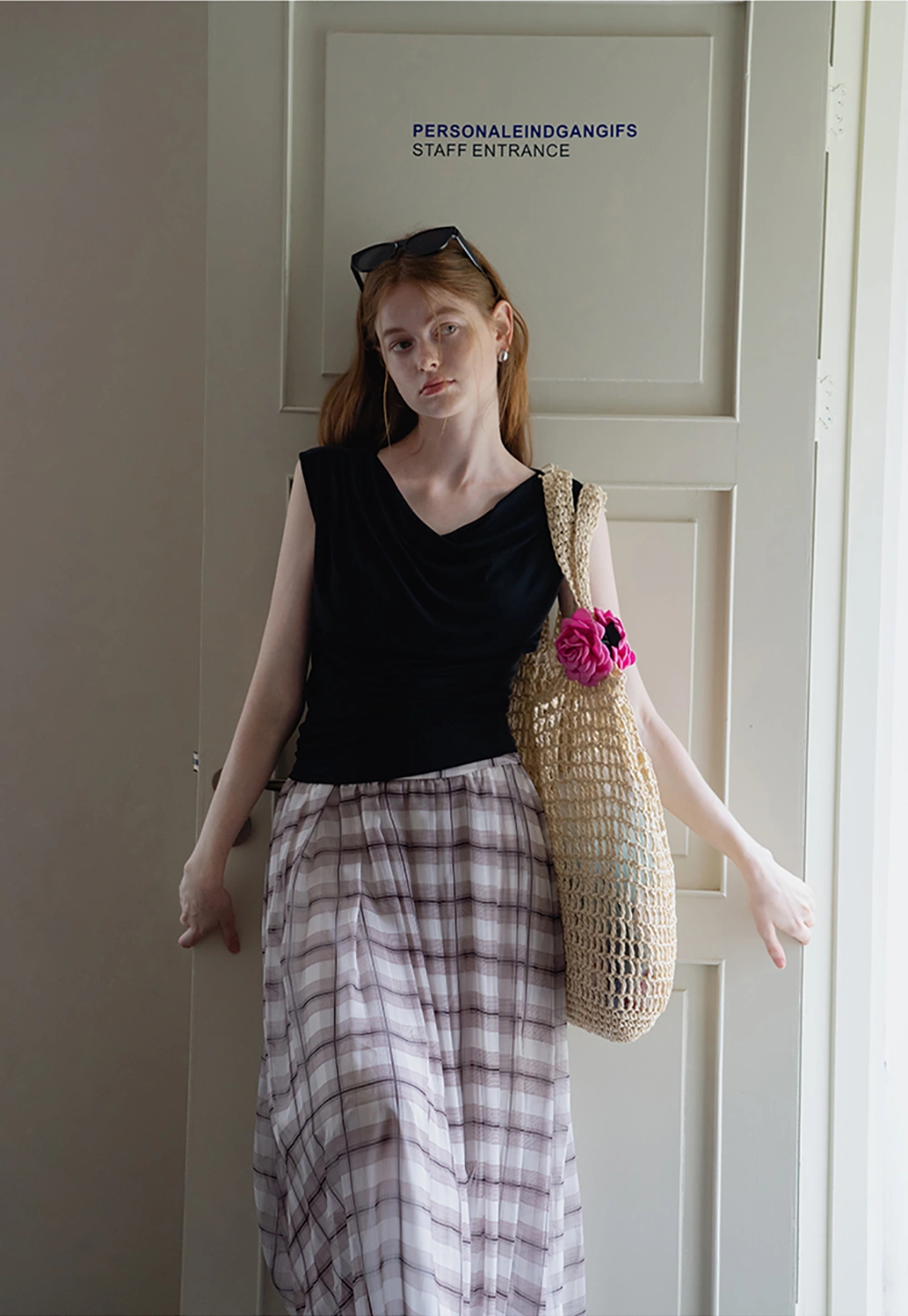 Women’s High Waist Plaid Chiffon Midi Skirt