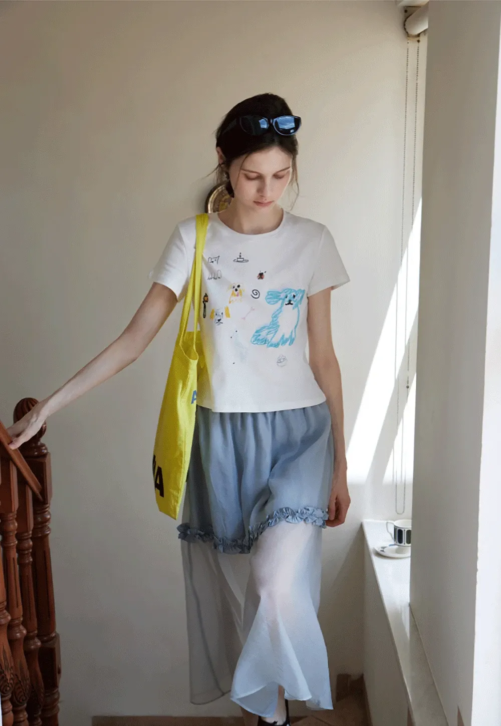Artistic Dog Graphic Fitted Tee