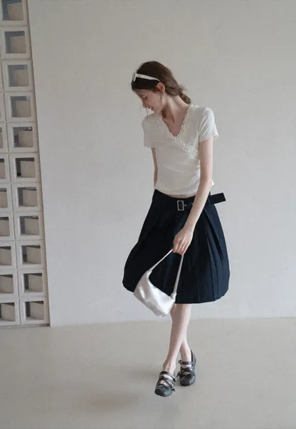 Ruched Trim Wrap Style T-Shirt