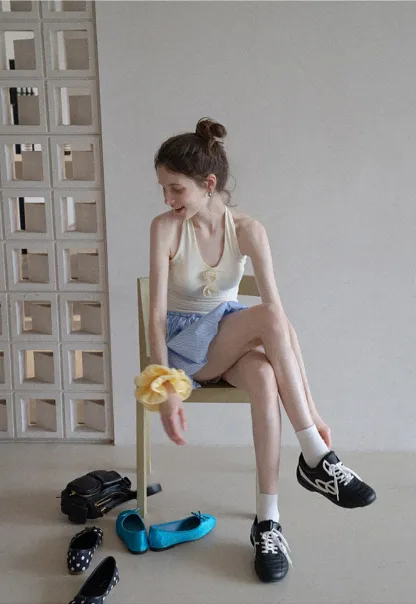 Women’s Rosette Halter Knit Tank