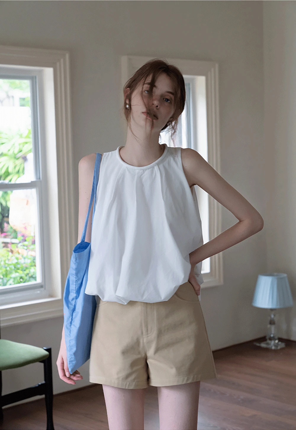 Sleeveless Balloon Hem Top