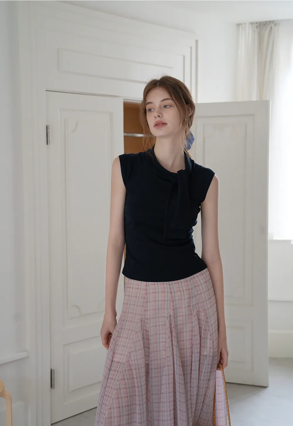 Women’s Plaid Chiffon Summer Midi Skirt