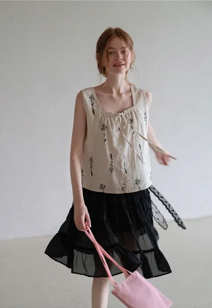 Women’s Floral Tie-Front Tank Top