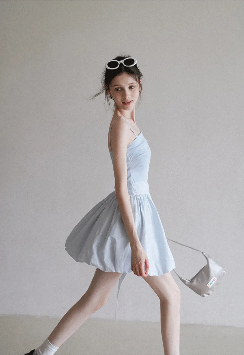 Blue Tie Waist Cami Mini Dress
