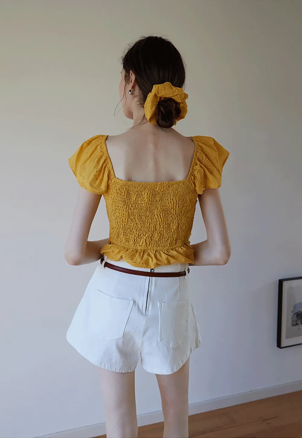 "Women’s Eyelet Embroidered Flutter Sleeve Blouse