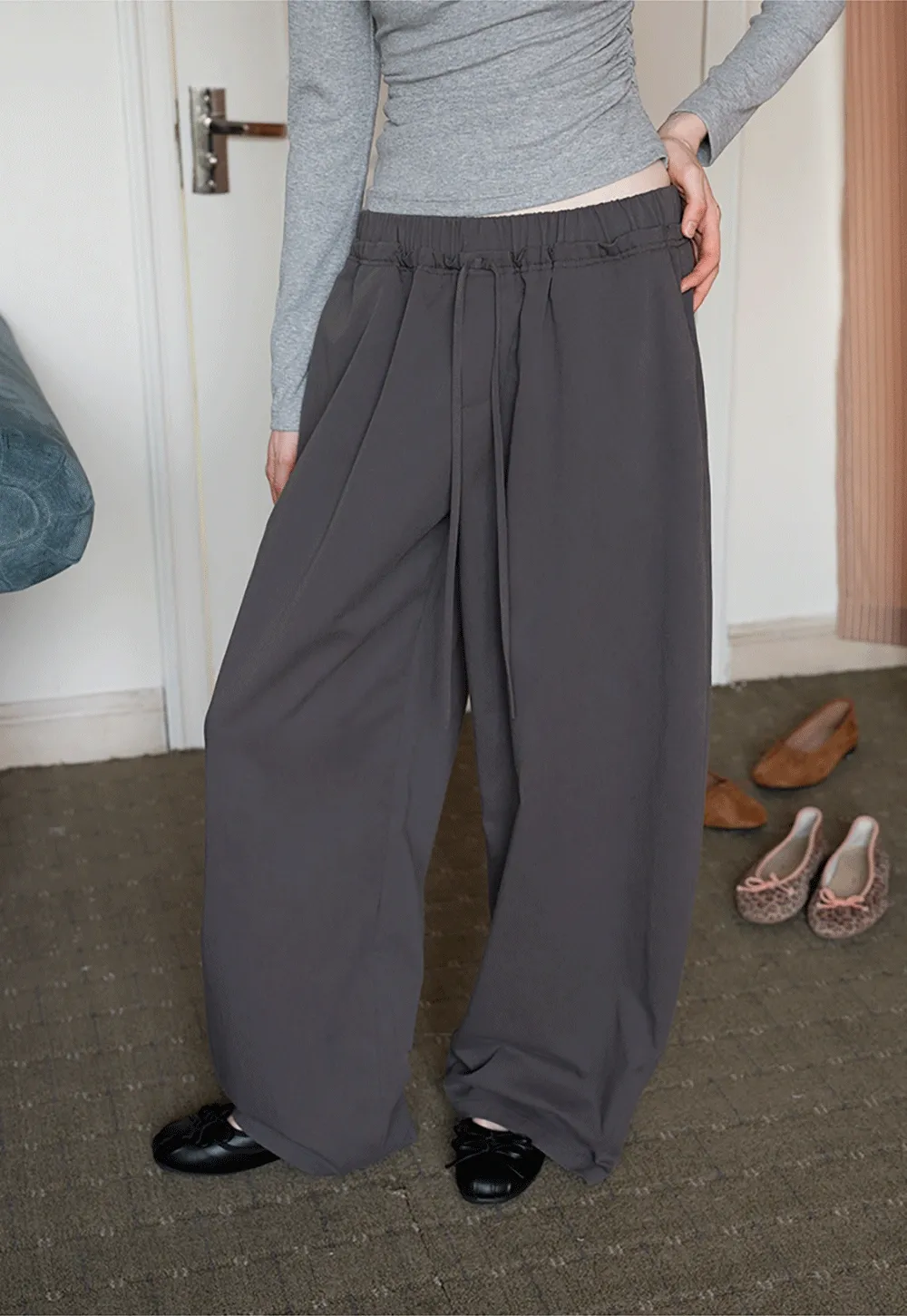 Women's Drawstring Wide-Leg Pants