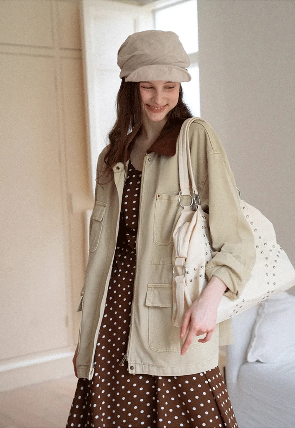 Sleeveless Polka Dot Midi Dress