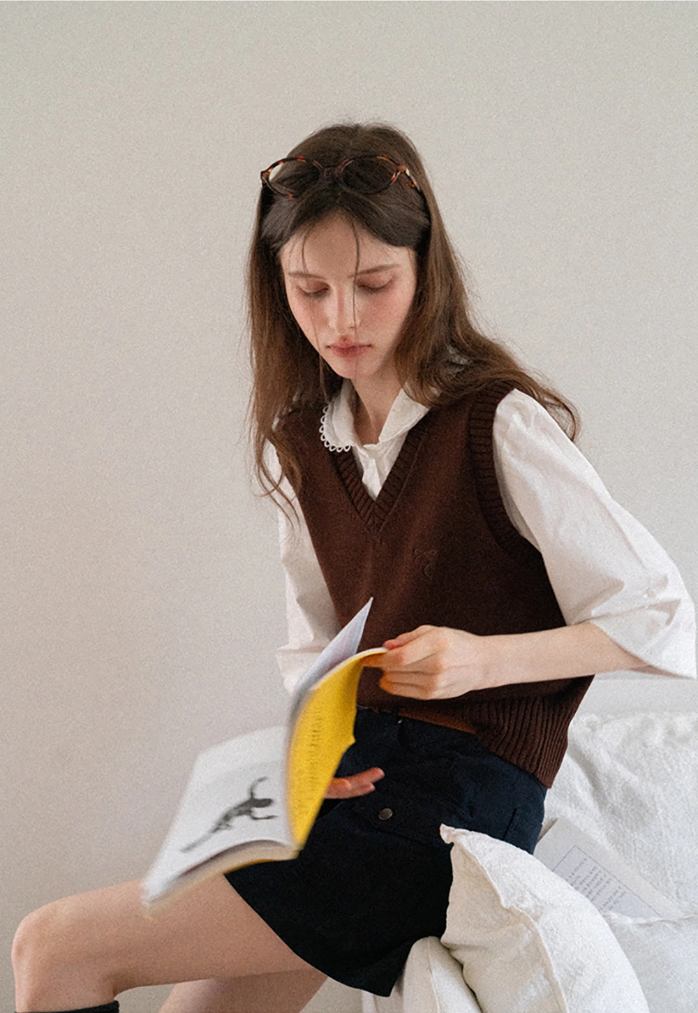 V-Neck Knit Sweater Vest