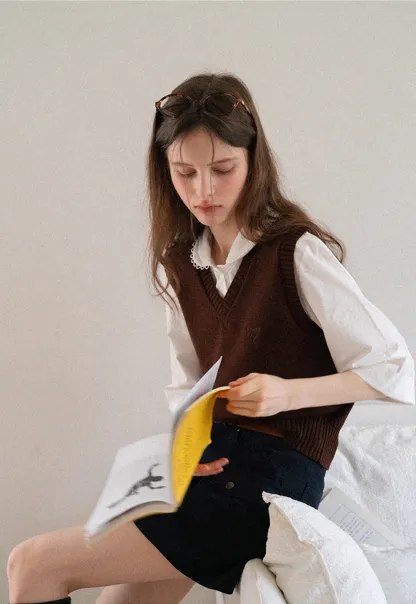 V-Neck Knit Sweater Vest