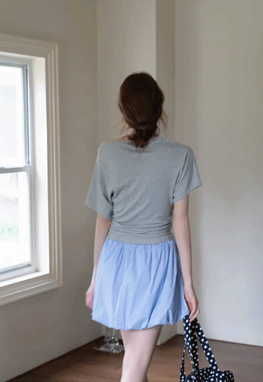 Asymmetric Off-Shoulder T-Shirt with Paris Rhinestone Lettering