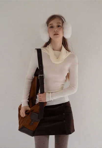 Women Off Shoulder Long Sleeve Knit Sweater Top Slim Fit