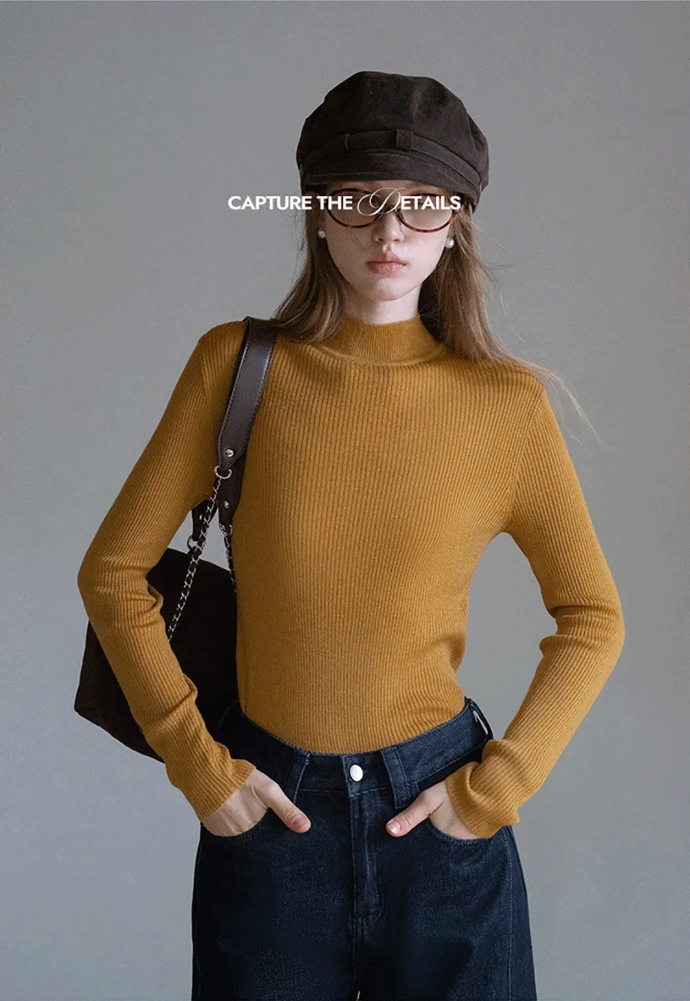 Women’s Ribbed Knit Turtleneck Sweater Top