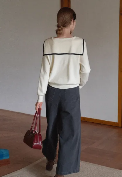 High-Rise Wide-Leg Denim Pants