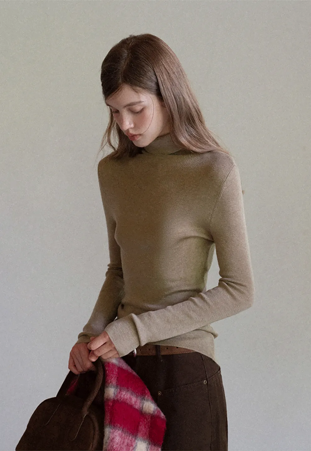 Ribbed Turtleneck Top