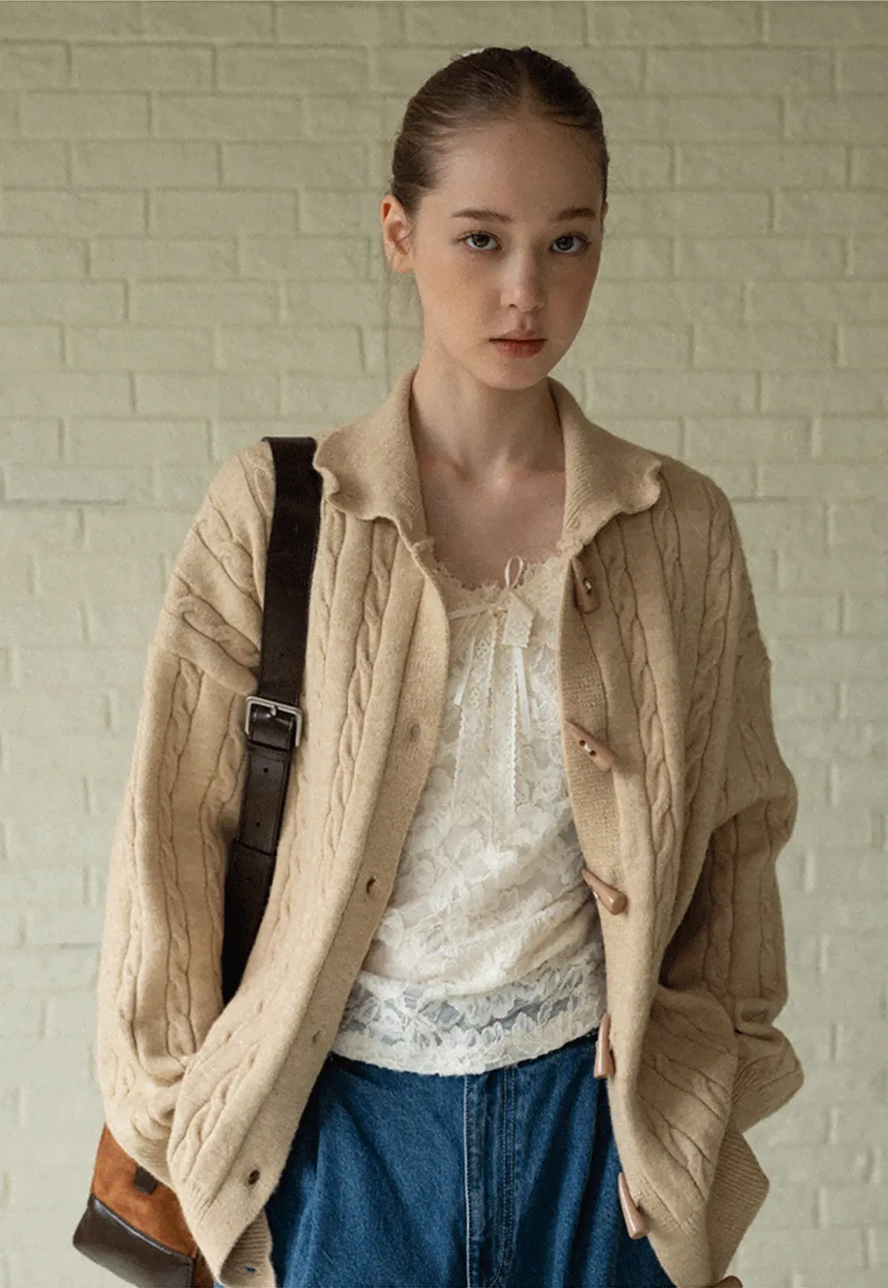 V-Neck Lace Jacquard Bow Top