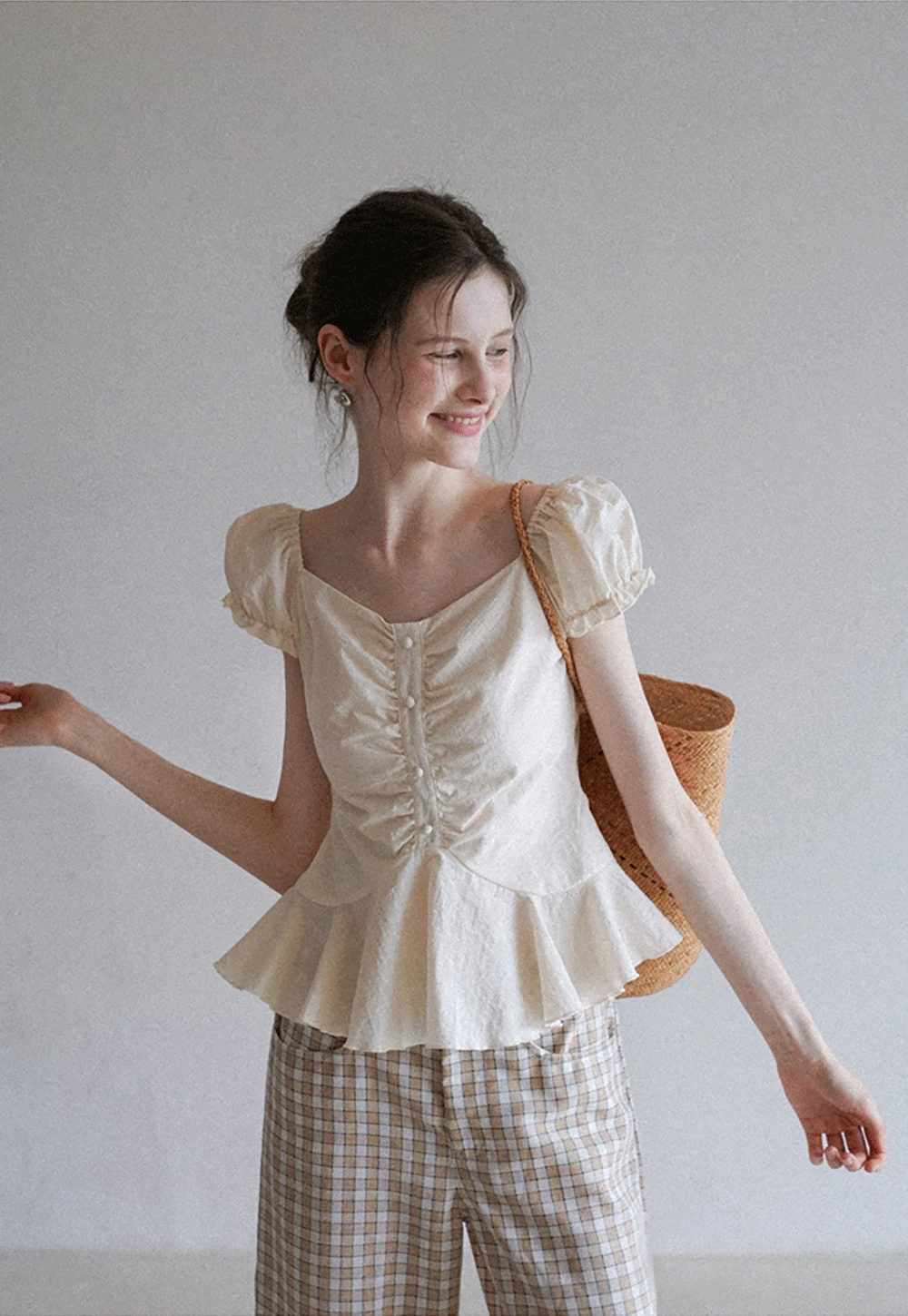 Women’s Puff Sleeve Peplum Top