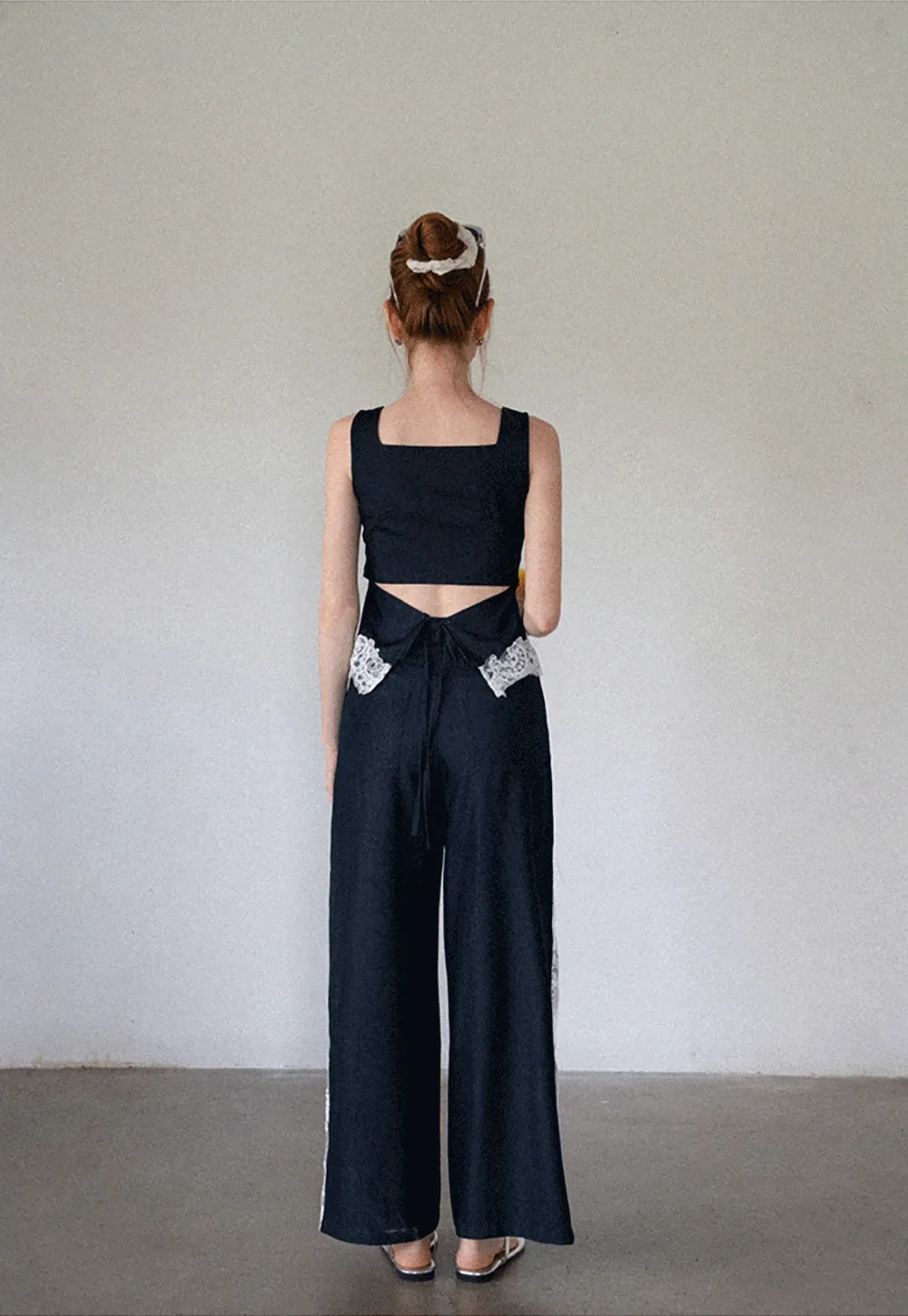 Elegant Lace Splicing Two Piece Outfit for Women