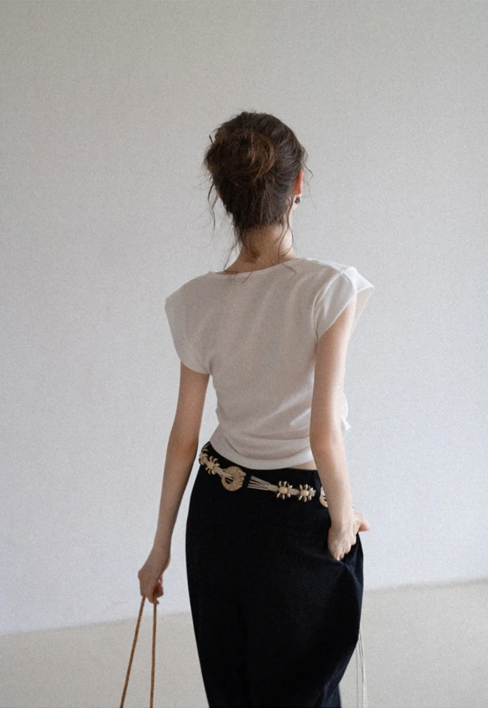 Women’s Mock Two-Piece Ruched Flutter Sleeve Top