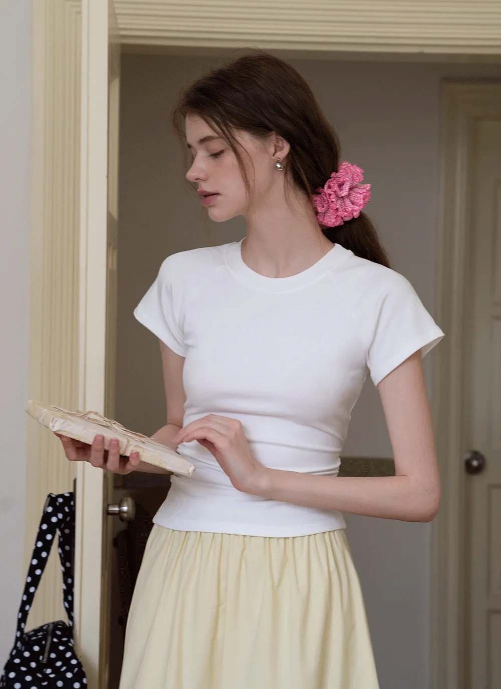 Slim Fit Side-Ruched Cap Sleeve Tee