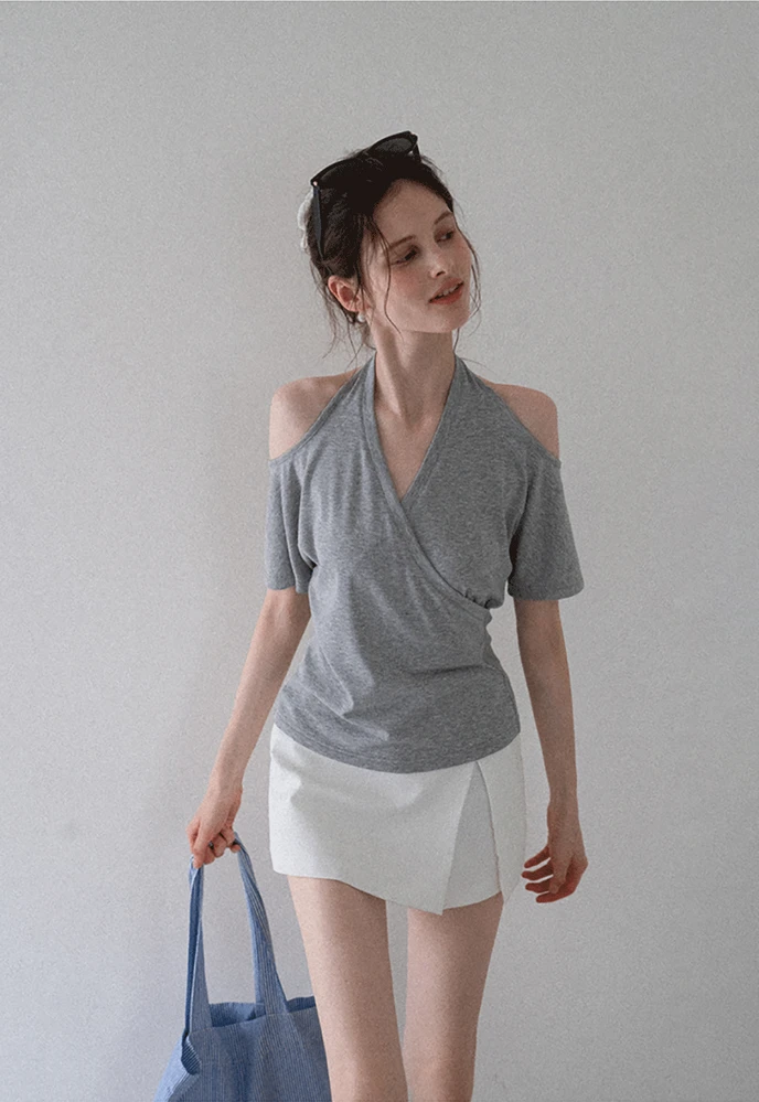 Women's Cold-Shoulder Wrap Top