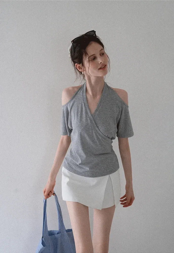 Women's Cold-Shoulder Wrap Top