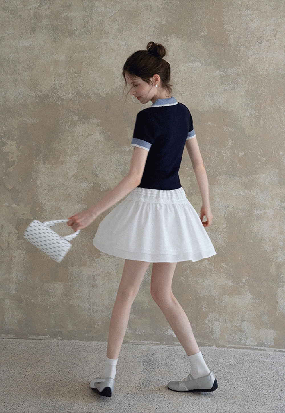 Women Drawstring Waist Layered Lace Trim Mini Skirt