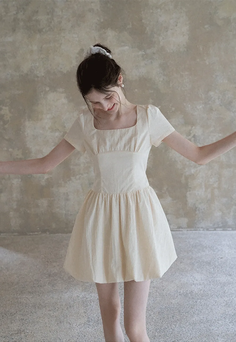 Women's Puff Sleeve Square Neck Mini Dress