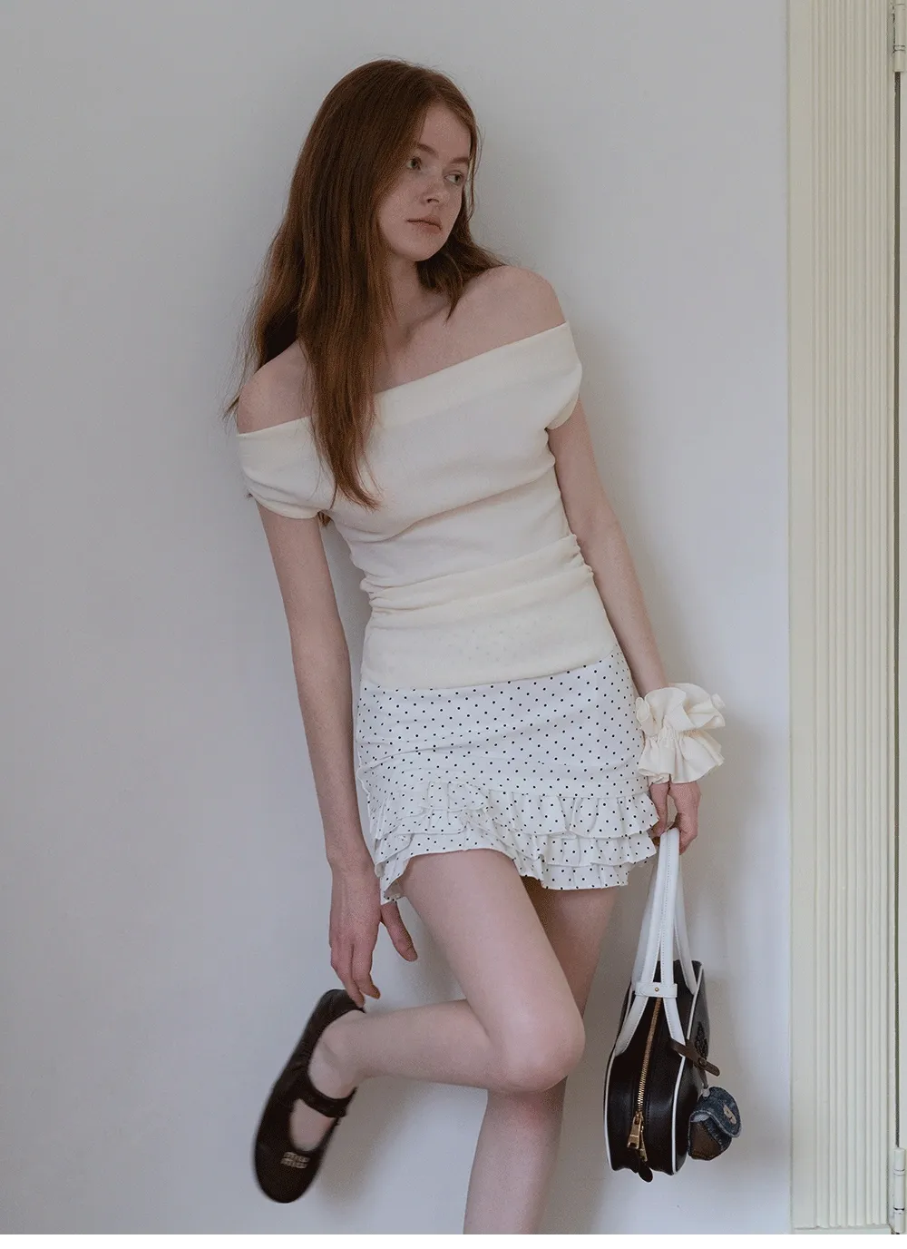 Women’s Off‑Shoulder Ruched Knit Top