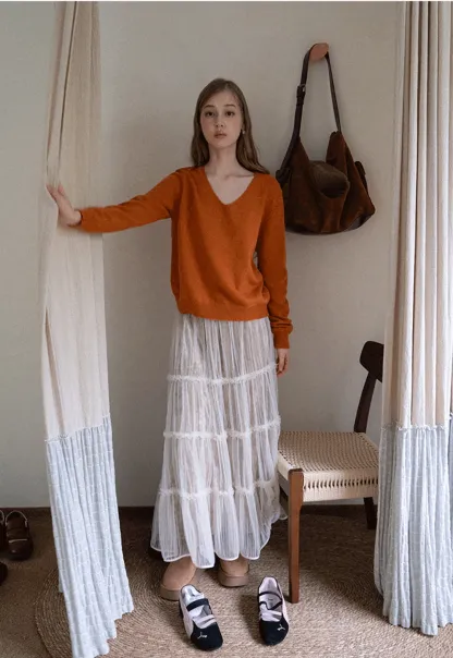 Women Romantic Layered Tulle Midi Skirt