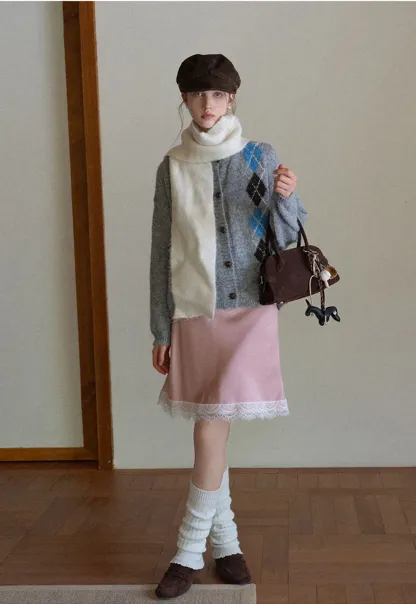 Argyle Knit Cardigan