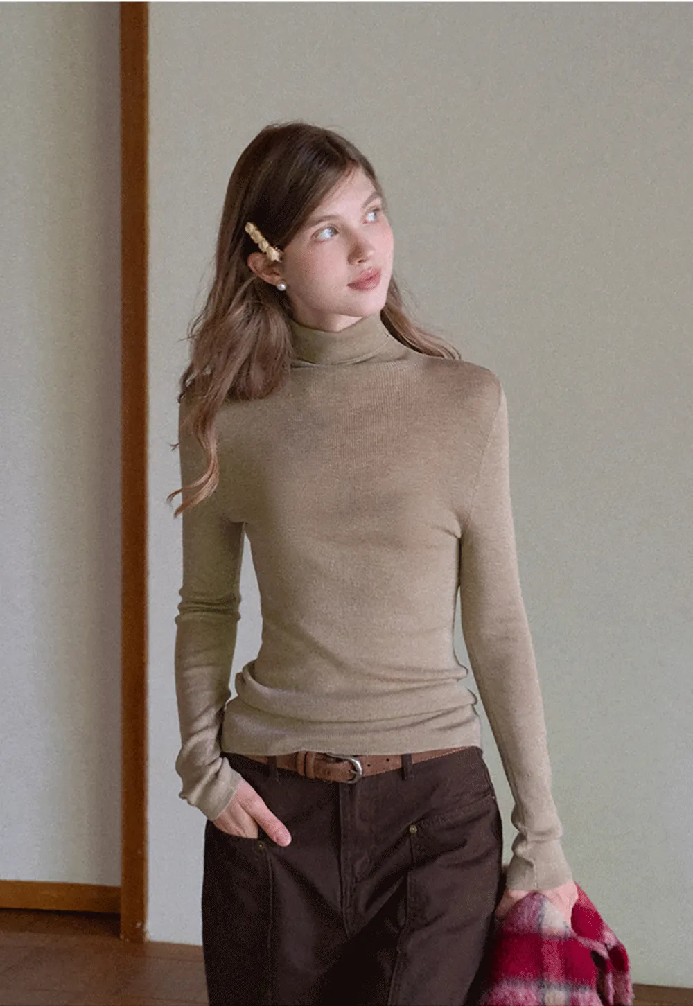 Ribbed Turtleneck Top