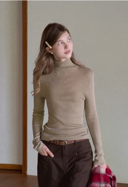 Ribbed Turtleneck Top