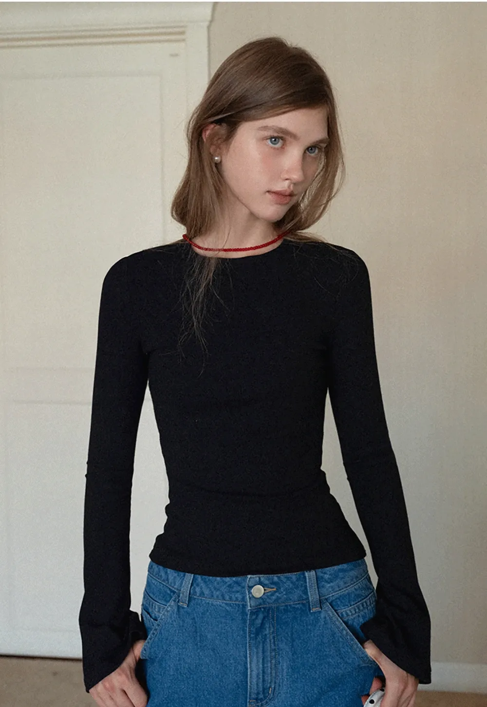 Women Slim Fit Long Sleeve Ribbed Knit Top