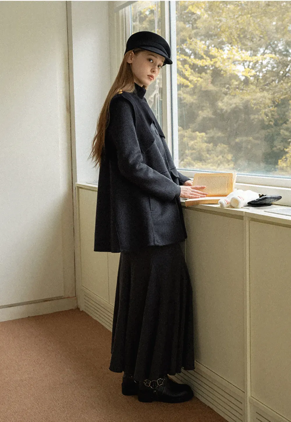 Wool Structured Newsboy Cap