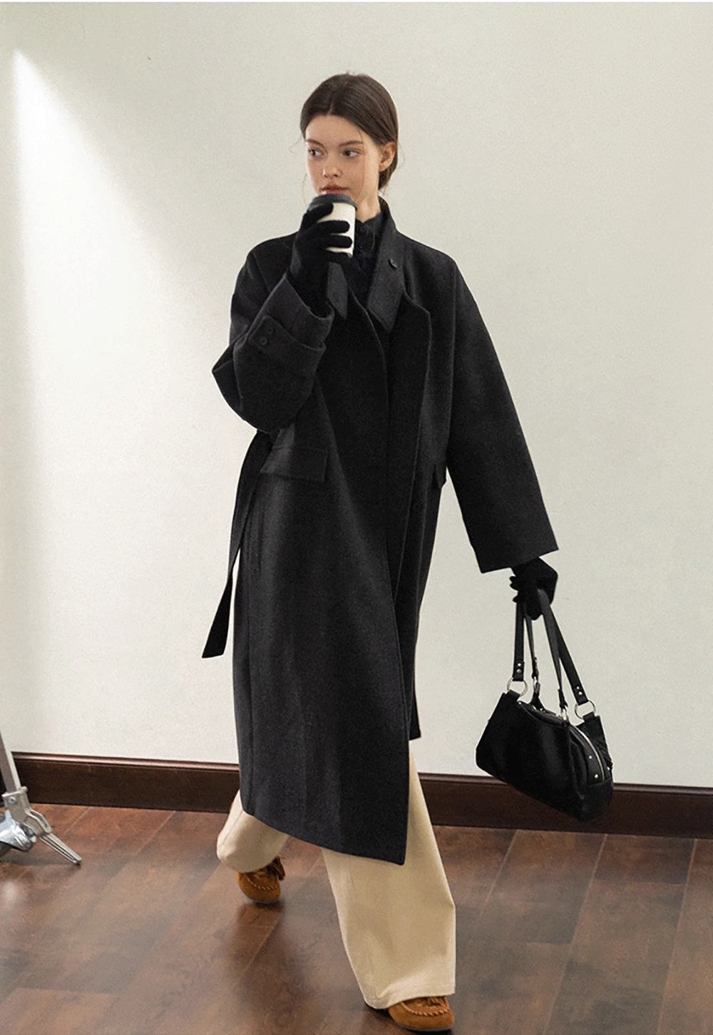 Stand-Collar Twist Button Knit Top