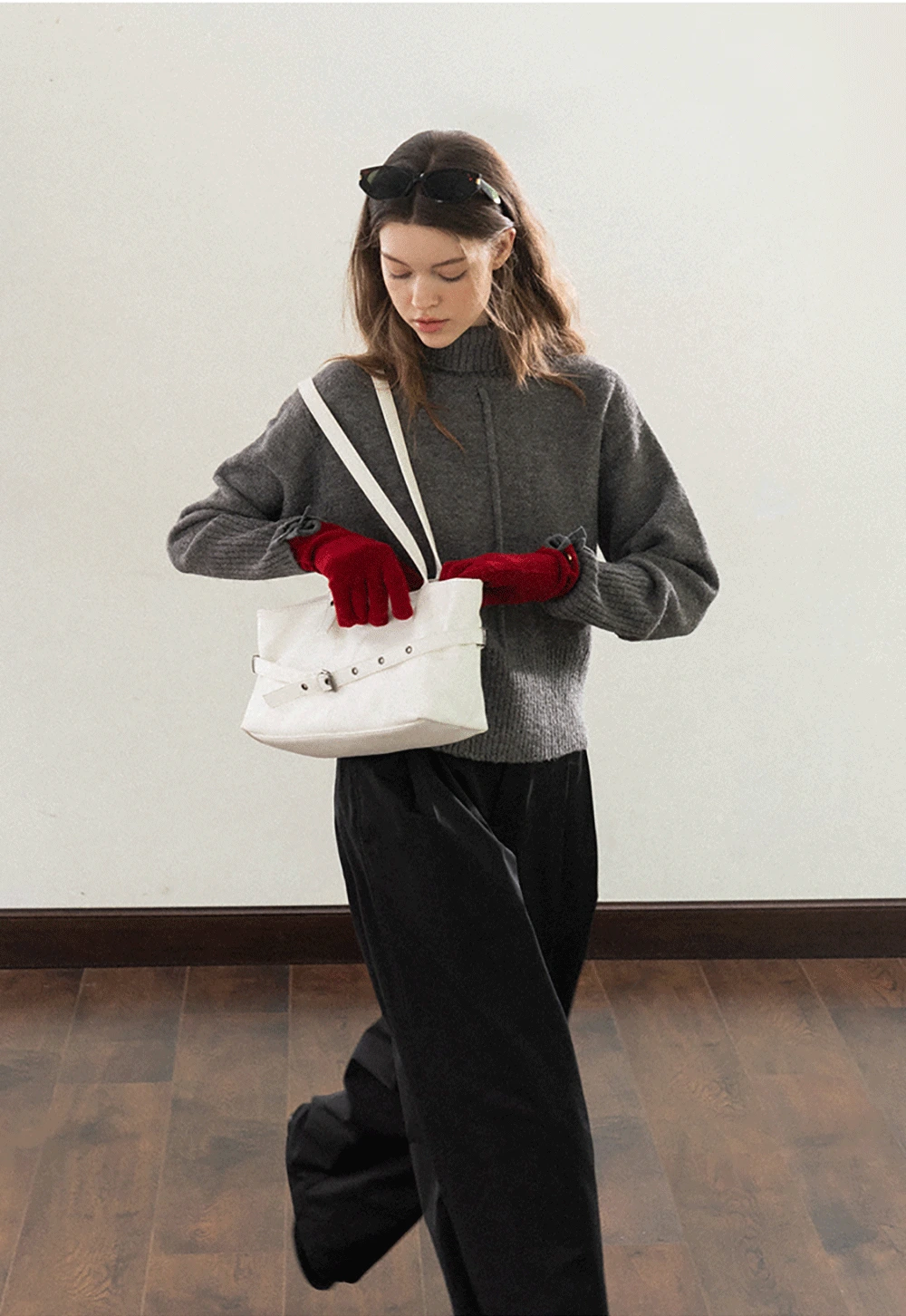 Center-Seam Turtleneck Crop Sweater