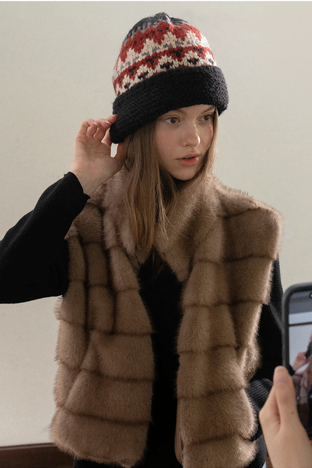 Japanese Vintage Jacquard Wool Blend Beret