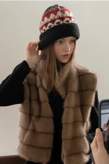 Japanese Vintage Jacquard Wool Blend Beret