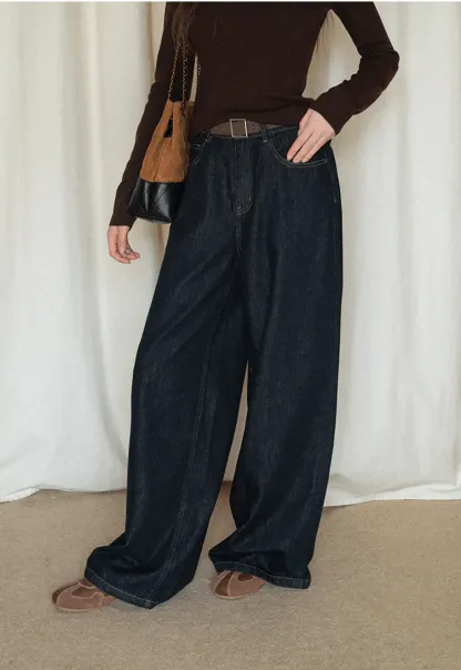 Wide-Leg Dark Wash Jeans
