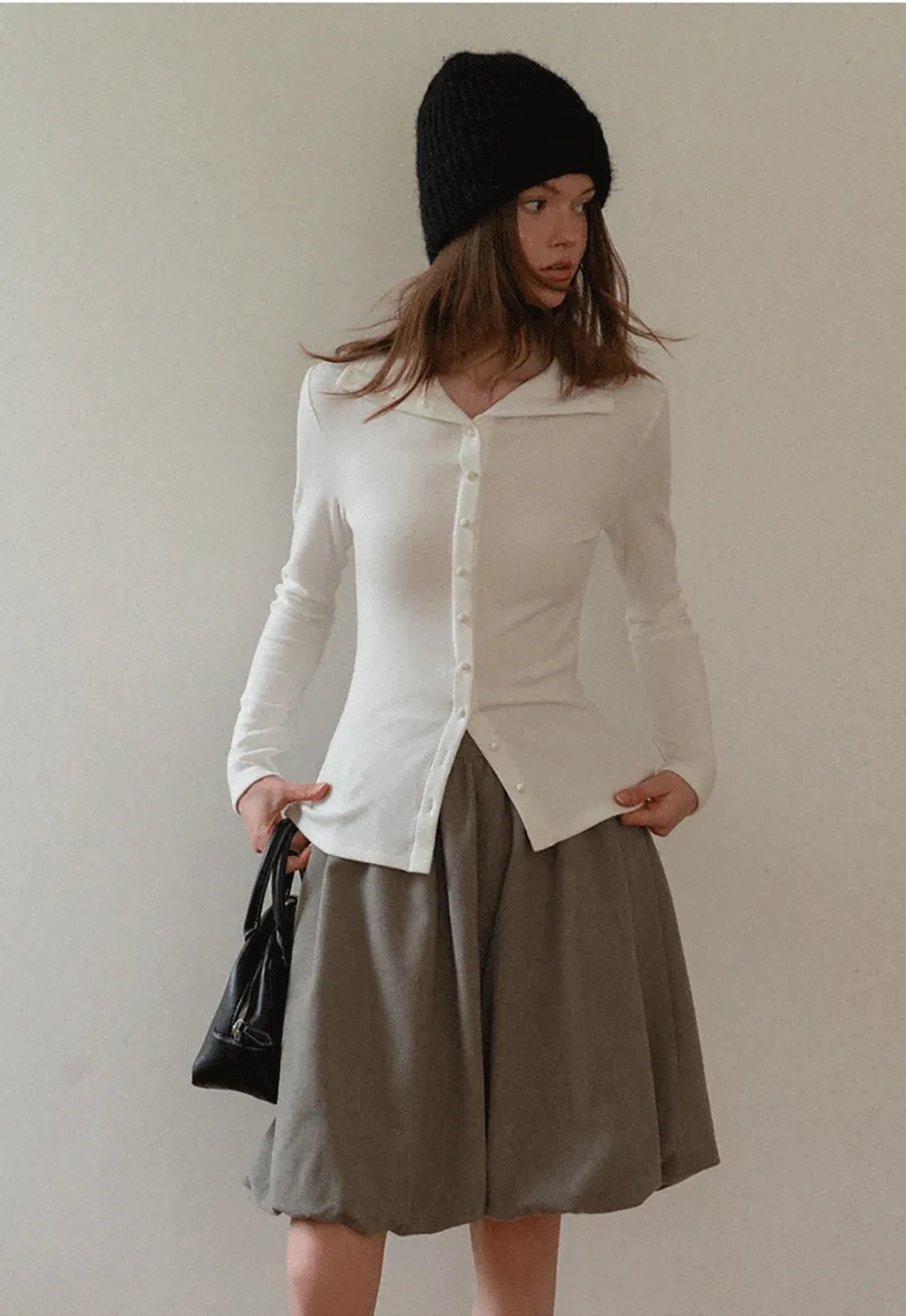 Elegant Ribbed Top with Button Detailing