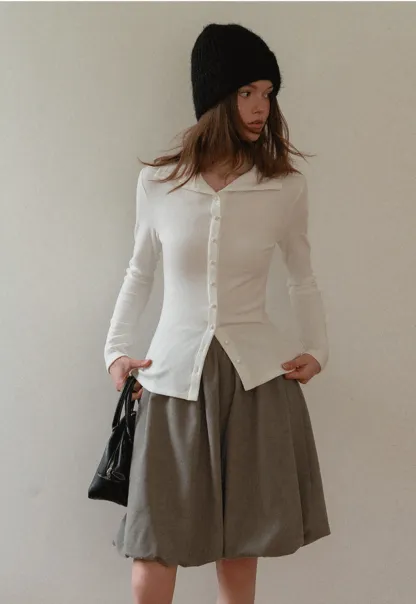Elegant Ribbed Top with Button Detailing