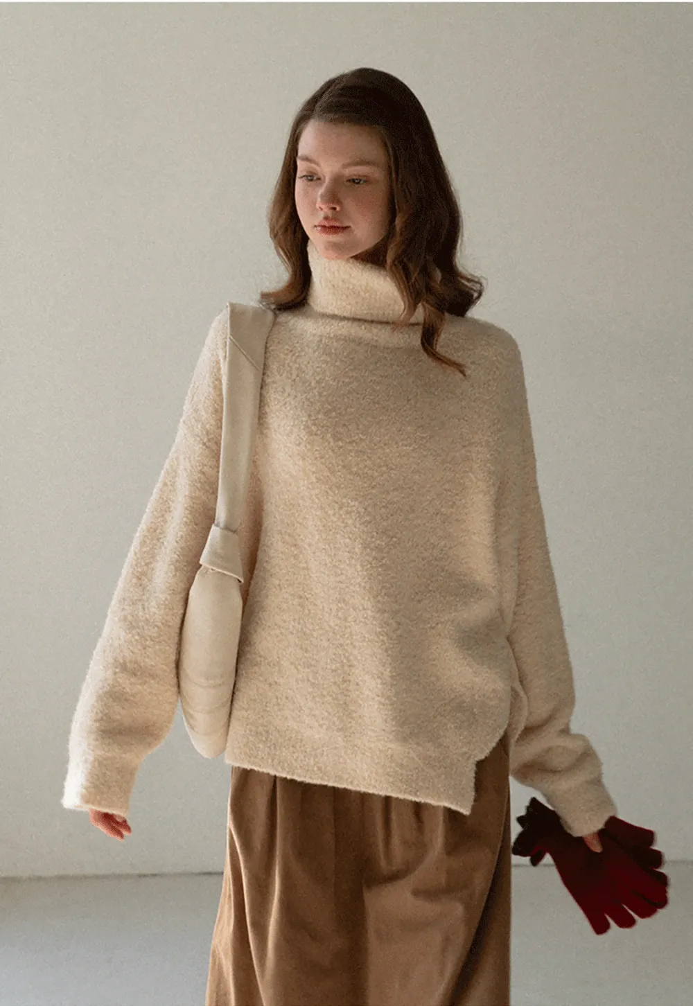 Oversized Turtleneck Knit Sweater