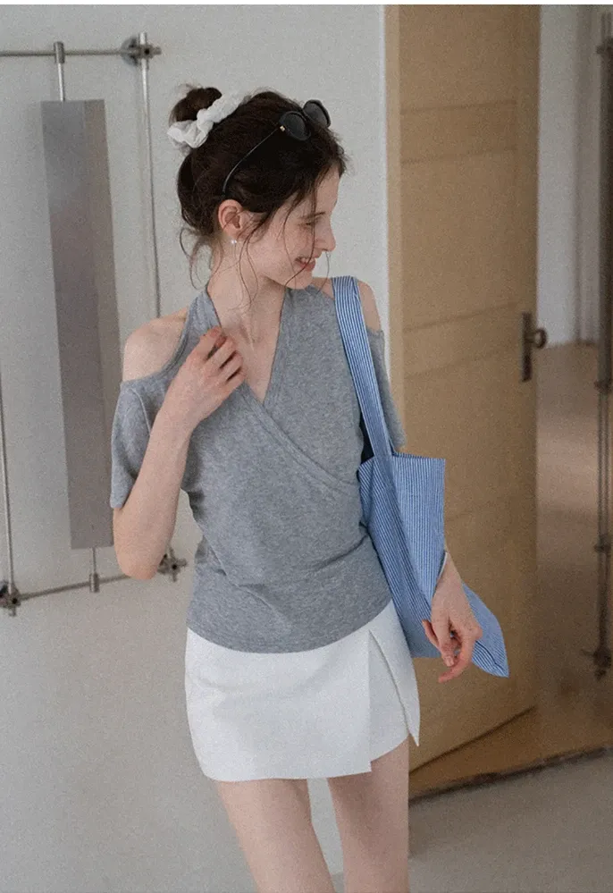 Women's Cold-Shoulder Wrap Top