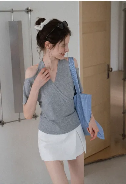 Women's Cold-Shoulder Wrap Top