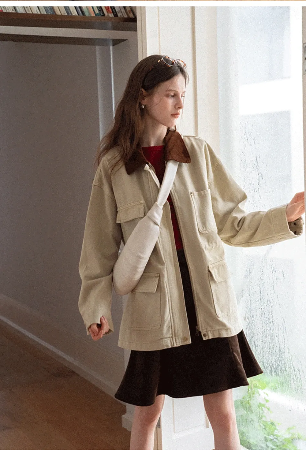 A-Line Mini Skirt for Women High Waist Faux Suede Casual Skirt